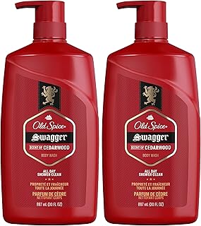 Old Spice Swagger Body Wash, 2 Pack, Extra Large Man Sized Shower Gel for Men, Red Collection Cedarwood Fresh Scent, 30 oz. Each