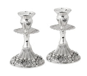 Ner Mitzvah Candlestick Holders, Silver Plated, 5 Inch Pair