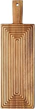 Tablecraft Acacia Collection Rectangular Serving Board, 20" x 6.5" x 0.75", Varnished Acacia Wood Serving Board with Modern Stripe Pattern and Handle for Charcuterie and Appetizer Displays