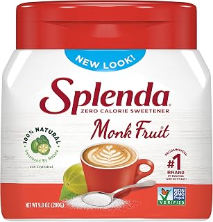 SPLENDA Monk Fruit Zero Calorie Plant Based Granulated Sweetener Jar, 9.8 oz