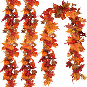 CQURE Fall Leaves Garland, 17.7 Ft Silk Maple Vine, 3 Pack Yellow