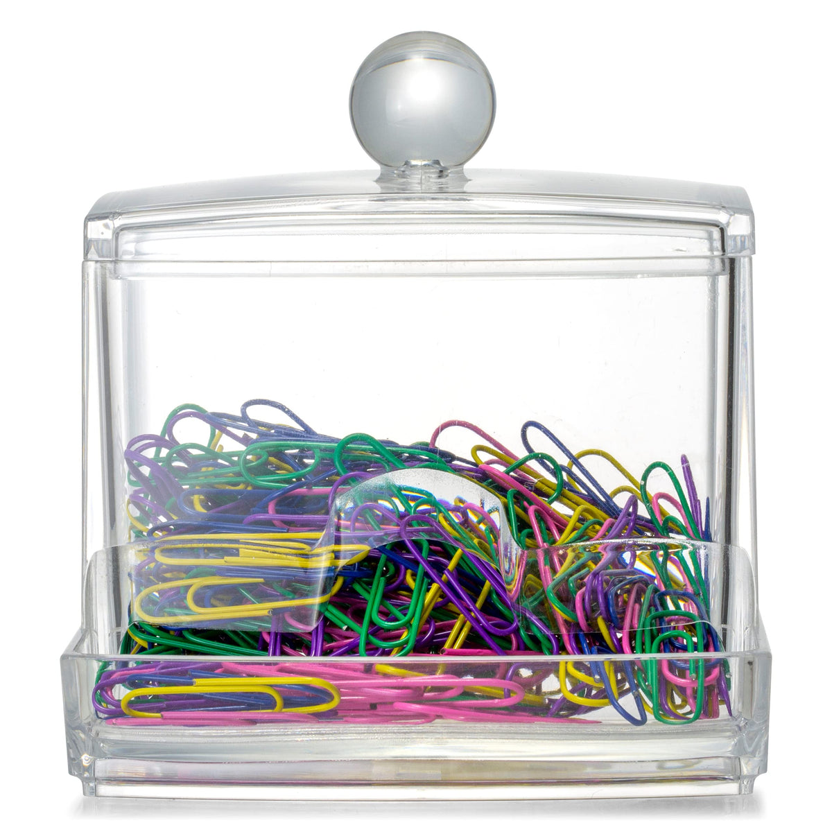 Self-Dispensing Paper Clip Holder with 250 Assorted Color Paper Clips by Officemate – 1 inch, Vinyl, Assorted, Model 93697