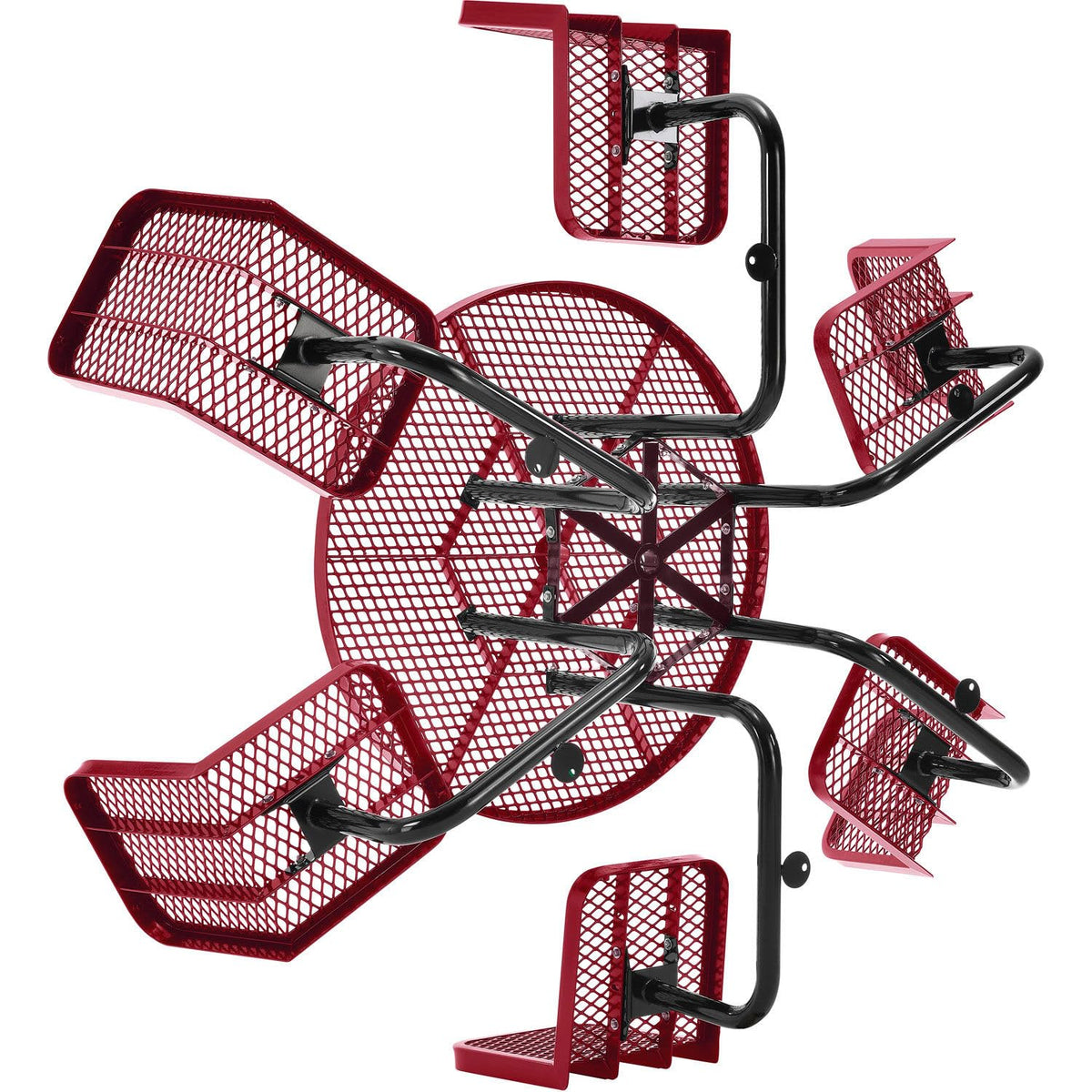 46" Round Carousel Picnic Table with 6 Seats by Global Industrial – 46" Dia. x 29"H, Metal, Red, Model 277590RD