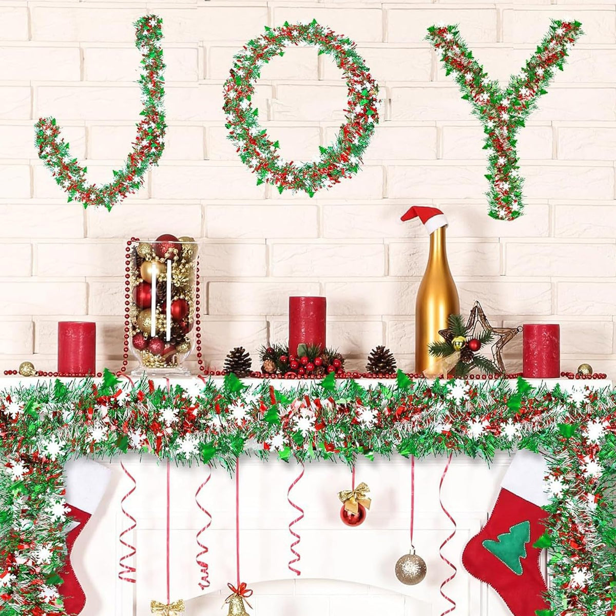 Christmas Tinsel Garland by Generic – Green, Polyethylene Terephthalate (PET), Model LCS250918JSNJR-618-01