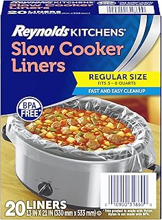 Reynolds Kitchens Slow Cooker Liners, Regular Size, Fits 3-8 Quarts, 20ct