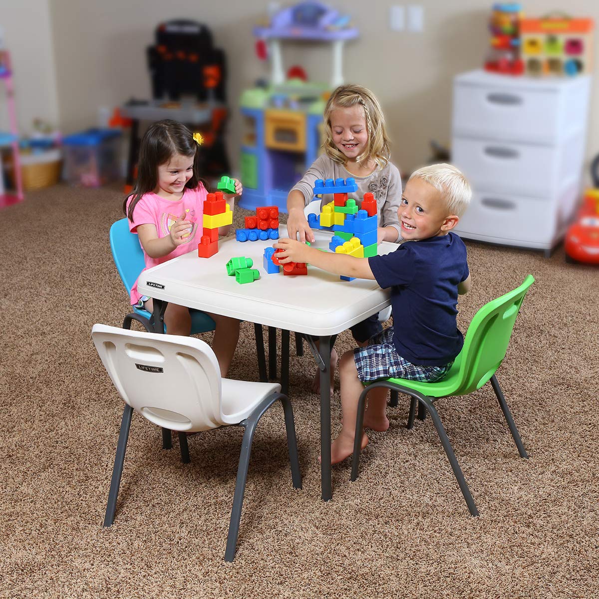 Mesa Para Niños Lifetime Para Casa O Kinder by Yexati – 60 cm x 60 cm x 5 cm, High Density Polyethylene, Neutral Or Bold, Model Mesa1