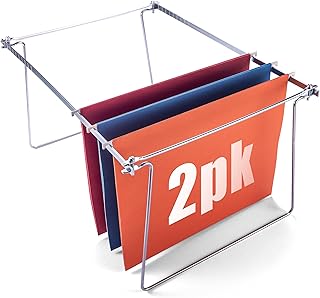 Officemate Hanging File Frame, Letter Size, Adjustable 14 to 18-Inches, 2 Count (Pack of 1),Silver, 91990