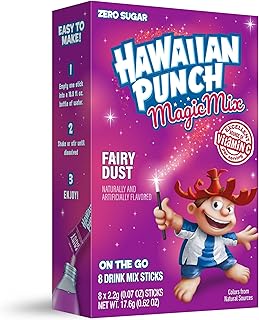 Hawaiian Punch Fairy Dust Magic Mix, On-The-Go, Zero Sugar Drink Mix Packets, 8 pack
