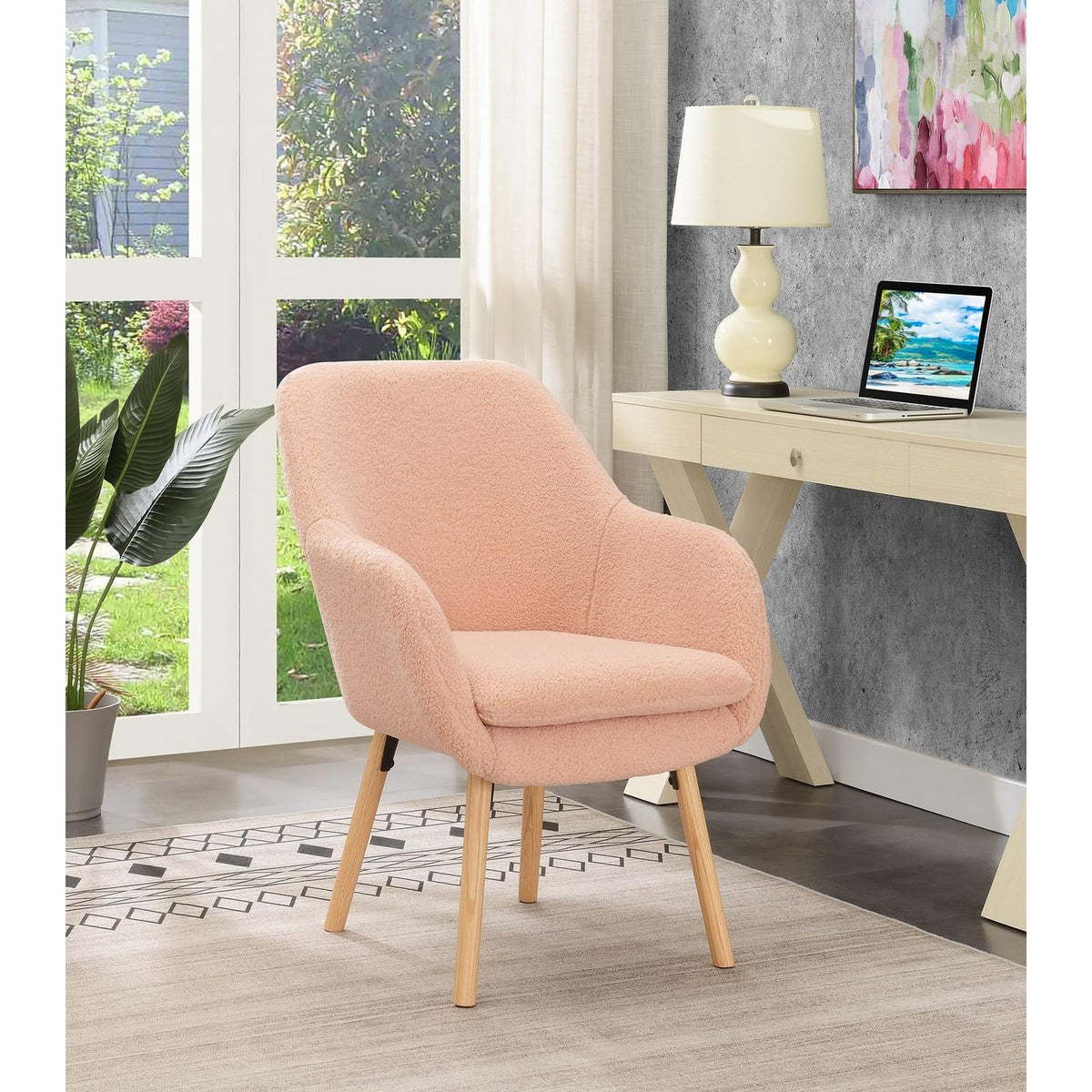 Convenience Concepts Sherpa Blush / Chair / (L) 25.25 in. x (W) 26.75 in. x (H) 33.5 in. Chairs