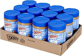 SKIPPY No Sugar Added Chunky Peanut Butter, 16 oz Jars (Pack of 12)