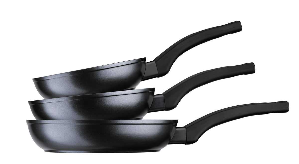Martin i Forged Aluminium Frying Pans by Monix – 28x44.50x16 cm, 2 liters, Aluminum, Black, Pack of 3