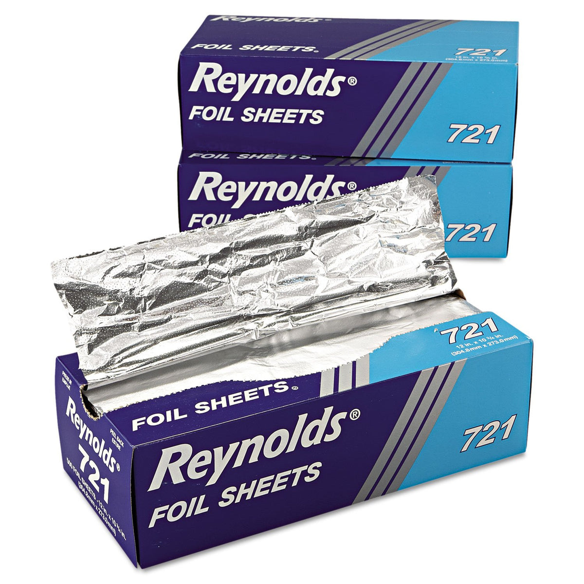 721 Interfolded Aluminum Foil Sheets by Reynolds Wrap – 12" Length x 10.75" Width, Aluminum, Silver, Pack of 3000, Model RFP721
