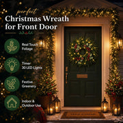 Worthyeah Norfolk Pine Wreath, 24 Inch Illuminated, Christmas