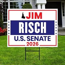Jim Risch For Idaho Senate 2026 Yard Sign, Corrugated Plastic Senate Elections, Republic Race Red White & Blue Yard Sign with Metal H-Stake, VP27385 (24" x 18", Double Sided)