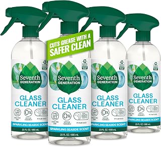 Seventh Generation Glass Cleaner, Biodegradable Formula, Sparkling Seaside Scent, 23 oz (Pack of 4)