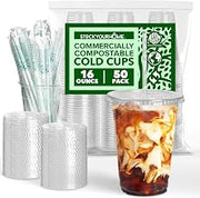 Stock Your Home 16 oz Clear PLA Cold Cups 50 Pack Disposable Party Cups for Water Iced Coffee Soda Beer Wine Sample Cups