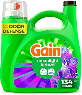 Gain Liquid Laundry Detergent with Odor Defense, Moonlight Breeze Scent, Laundry Soap For HE Washing Machines, 177 fl oz, 134 Loads (Packaging May Vary)