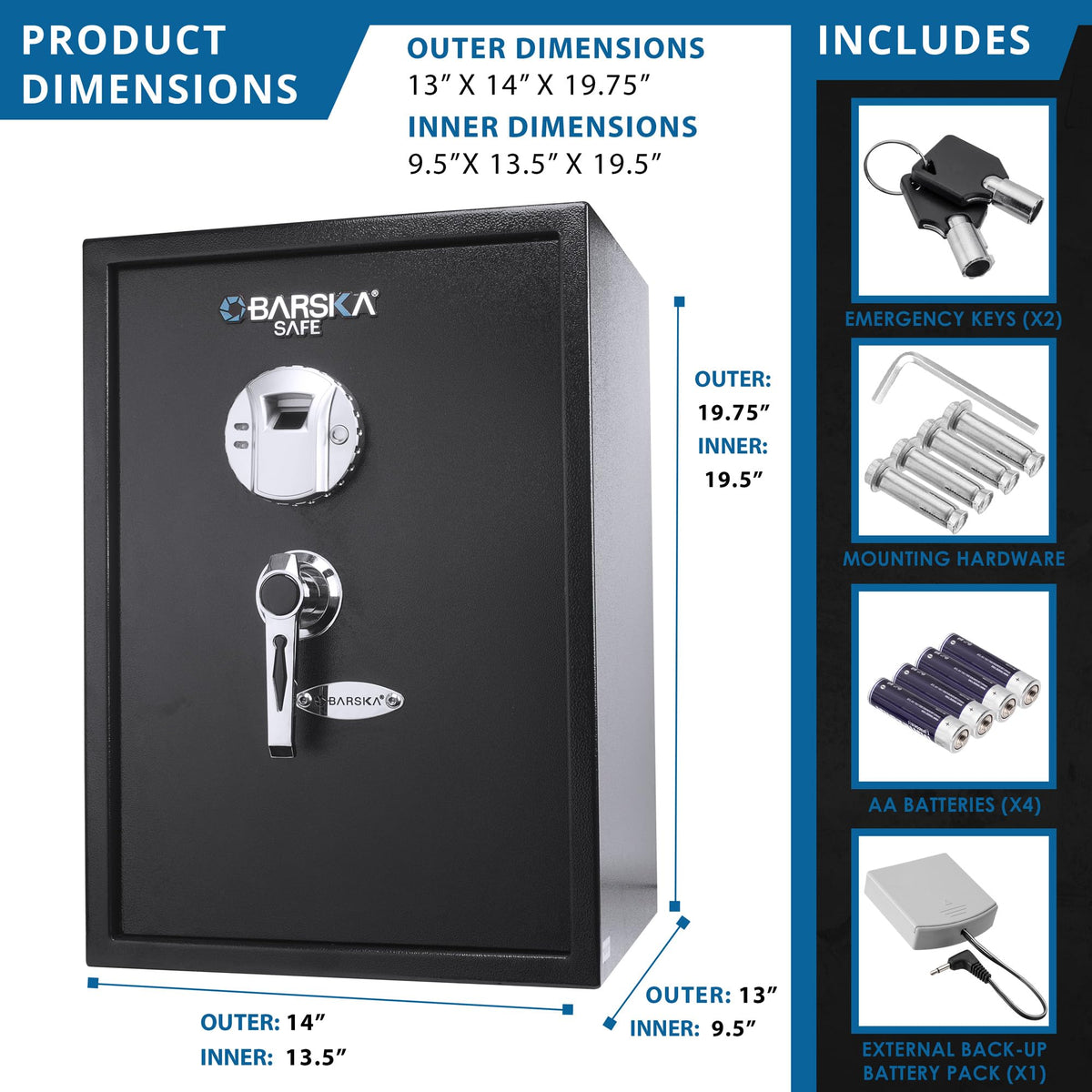 Biometric Fingerprint Safe by Barska – 1.45 CU FT, 1.45 cubic_feet, Alloy Steel, Black, Model AX11650