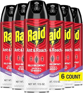 Raid Ant & Roach Killer Aerosol Spray Kills on Contact Keeps Killing for up to 13 Weeks Lavender Scent 17.5 Ounce (Pack of 6)