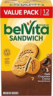 Belvita Breakfast Bar Biscuit Sandwiches, Dark Chocolate Creme, 12 Packs