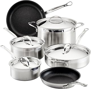 Hestan ProBond Forged TITUM - Professional Clad Stainless Steel, Nonstick, 10-Piece Cookware Set, Induction Compatible, Made without PFOAs
