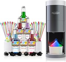 Hawaiian Shaved Ice Syrup Assortment with 6 Flavors and Acessories bundled with HomePro Shaved Ice Machine Includes Tiger’s Blood, Pina Colada, Blue Raspberry, Grape, Cherry, Lemon-Lime Pints