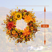 Jinghong Autumn Harvest Wreath, 22 Inch Diameter, Orange