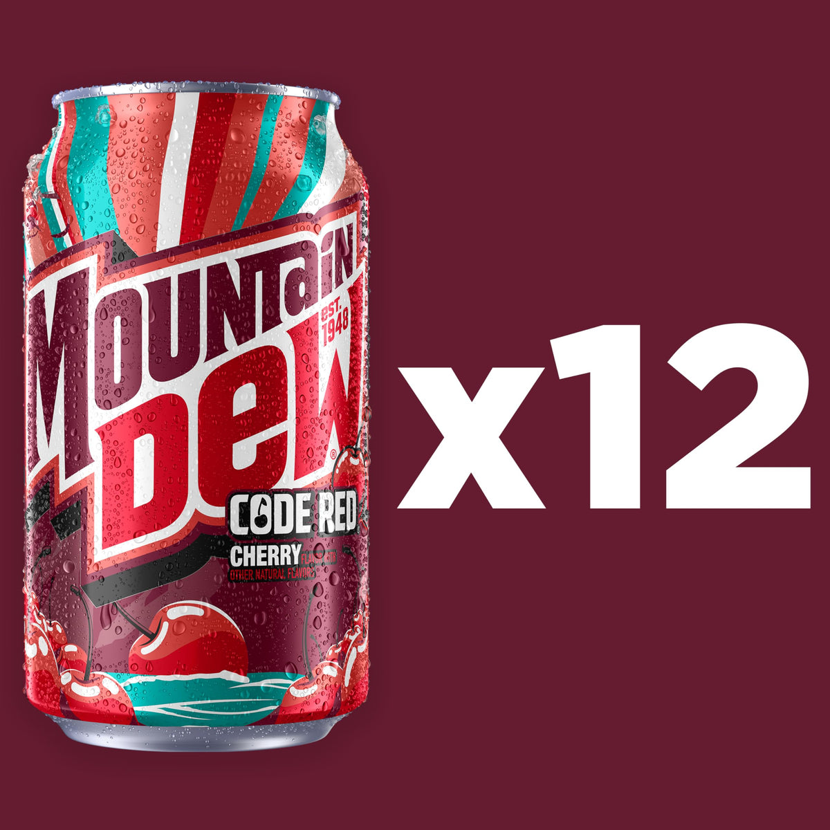 Soda, Code Red, 12oz Cans (12 Pack) by Mountain Dew – 12 Fl Oz (Pack of 12), Pack of 12, Model mountaindewredcode12
