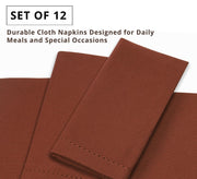 PurpleEssences Cloth Napkins, 18 x 18 Inches, Set of 12, Rust