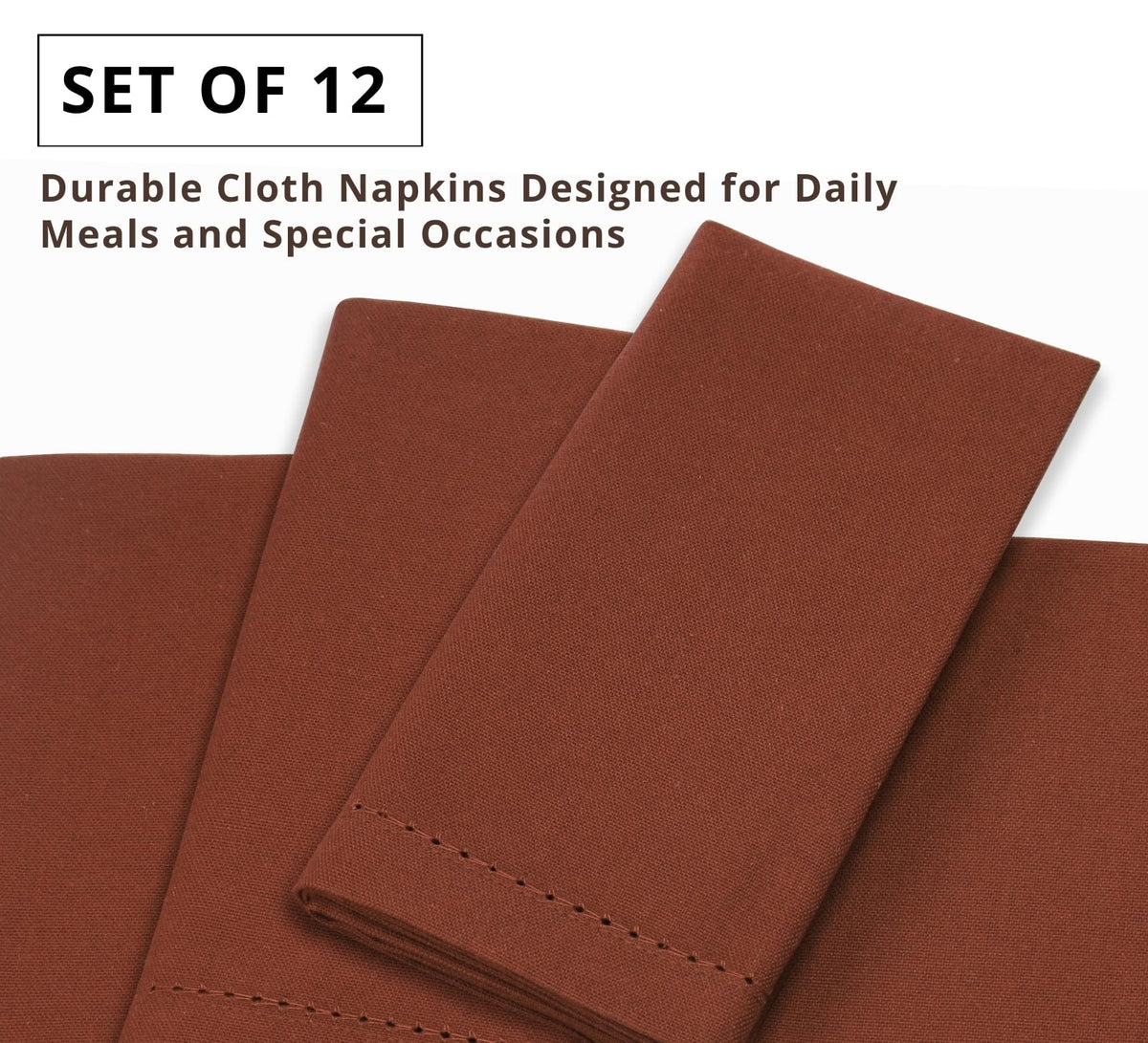 PurpleEssences Cloth Napkins, 18 x 18 Inches, Set of 12, Rust