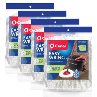 EasyWring Spin Mop Microfiber Refill (Pack of 4) by O-Cedar – 4 Pack, Microfiber, White, Pack of 4, Model 150211