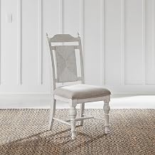 Liberty Furniture River Place Panel Back Side Chairs for Kitchen Dining Room - Set of 2 - Riverstone White & Tobacco