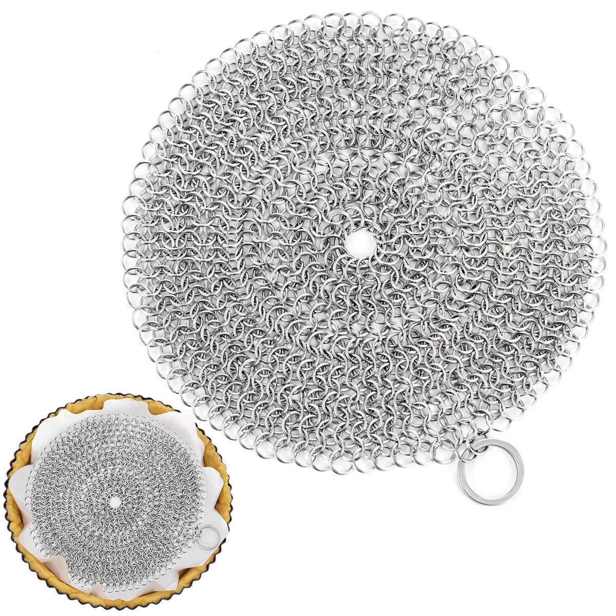 Patelai Stainless Steel Pie Weight, 8 Inch Chain Disc, Gray