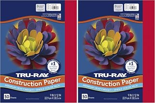 PACON - 103031 Pacon Tru-Ray Heavyweight Construction Paper, Festive Red, 9" x 12", 50 Sheets - 103431 (Pack of 2)