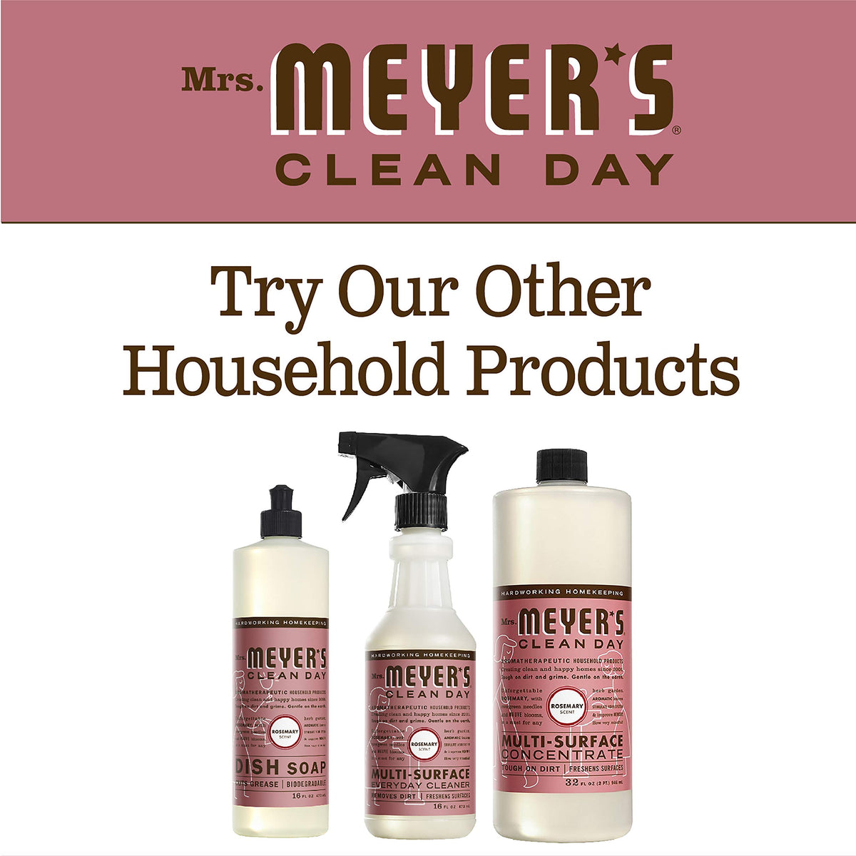 Mrs. MEYER'S 16 Fl Oz (Pack of 3) / Rosemary / A340 Dish Soap