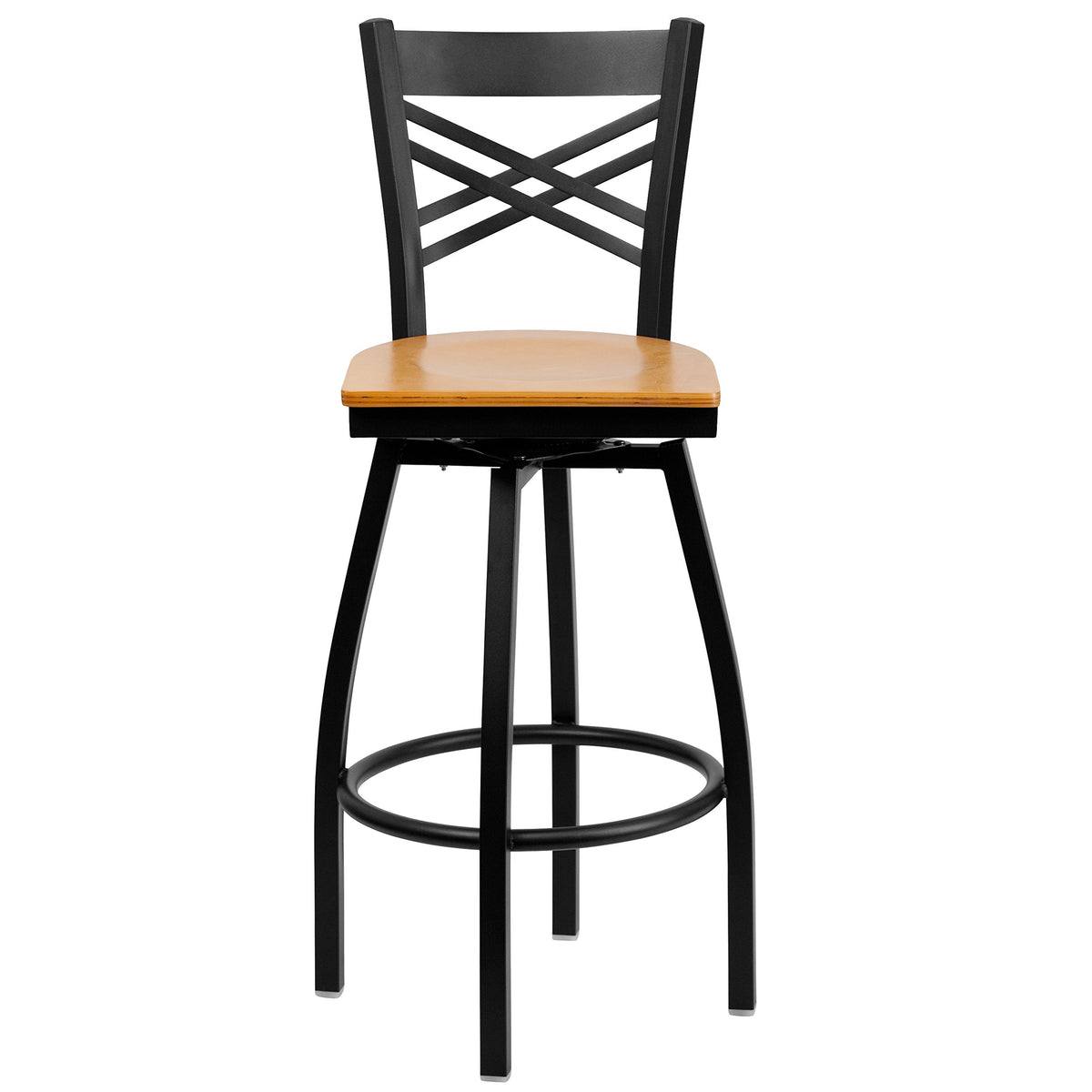 Flash Furniture Natural Wood Seat/Black Metal Frame / 1 Pack / 1 Barstools