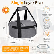 MIAOJIE Insulated Round Food Carrier, Single Layer, Gray