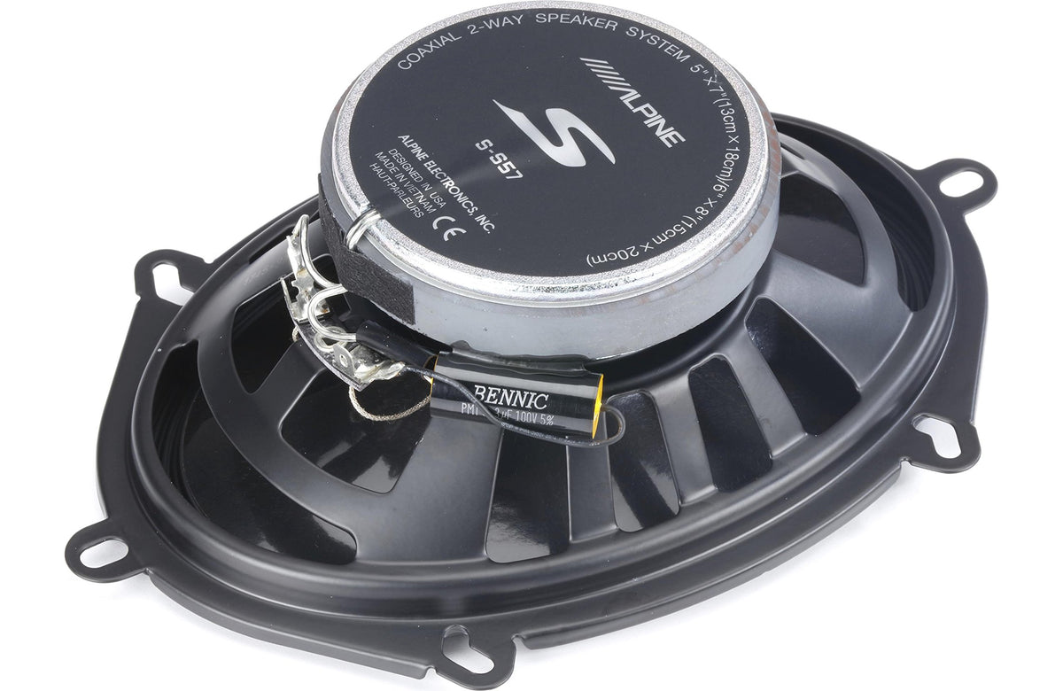 S-Series 5"x7" 2-Way car Speakers by Alpine – Plastic, Carbon Fiber-Reinforced Plastic, Black, Model S-S57