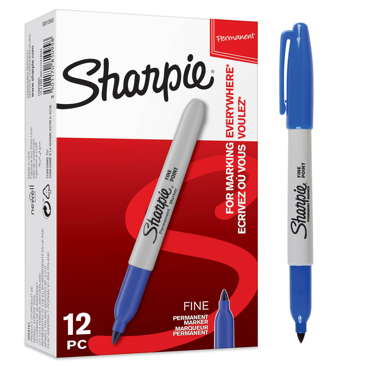 Sharpie Blue / 12 Count (Pack of 1) / In Box Permanent Markers