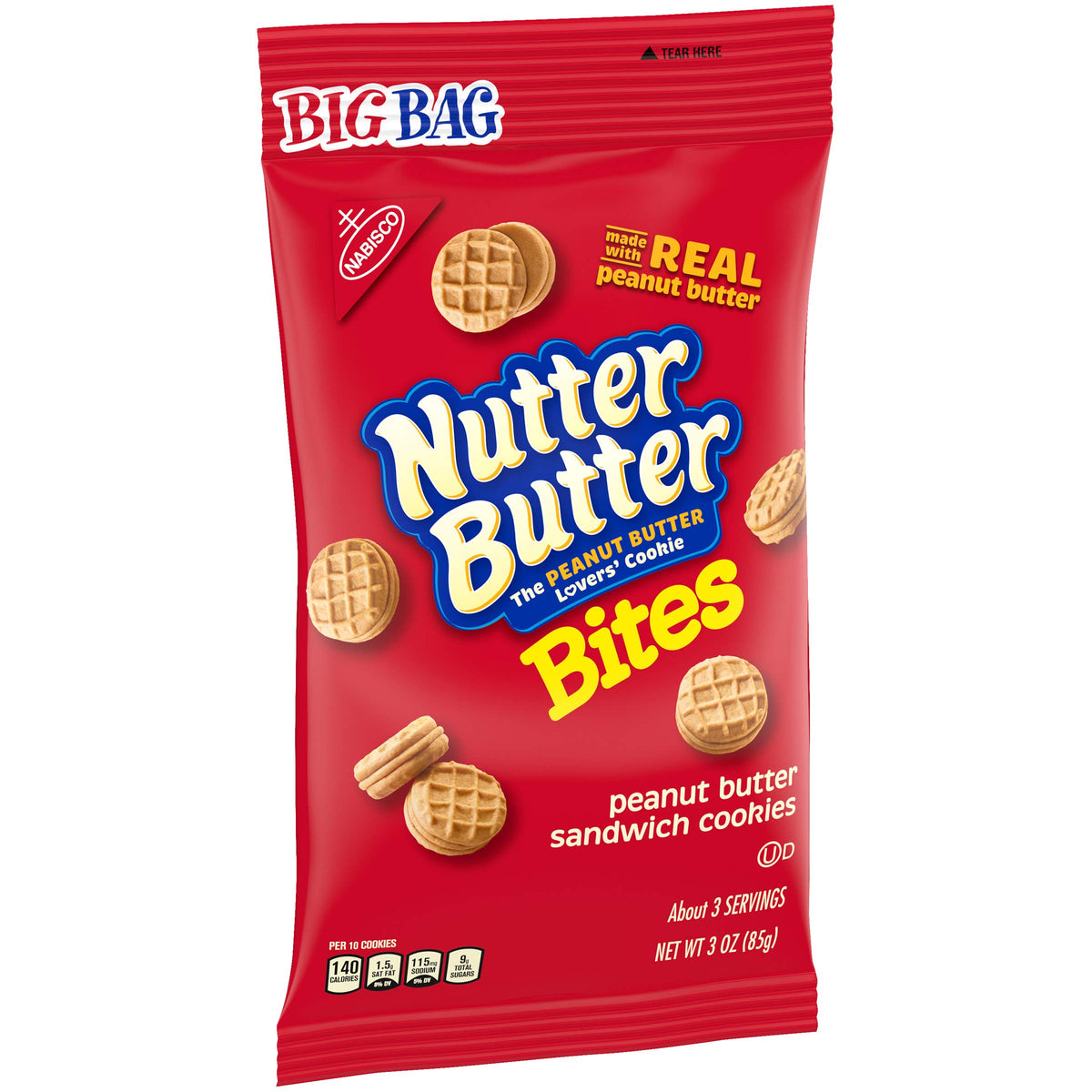 Bites Peanut Butter Sandwich Cookies Big Bag by Nutter Butter – 3 Ounce (Pack of 1), Model 44000003067