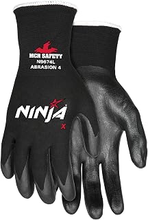MCR Safety N9674L Ninja Work Gloves, Large, Black, 1-Pair