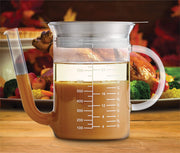 HIC Kitchen Fat Separator Pitcher, Borosilicate Glass, 32 Ounces, Clear