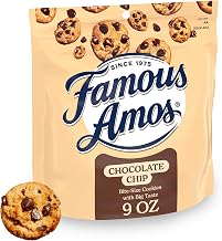 Famous Amos Classic Chocolate Chip Cookies, Bite-Size Cookies, Great for Sharing, 8 Pack Box, 9 oz Resealable Bag