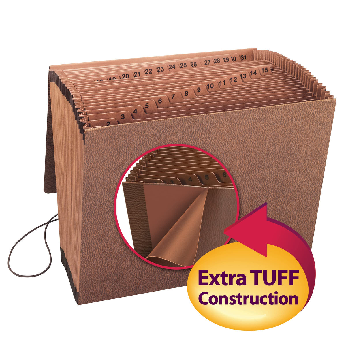 TUFF Expanding File by SMEAD – Letter Size (Pack of 6), Leather, Leather-like, Pack of 6, Model 70367