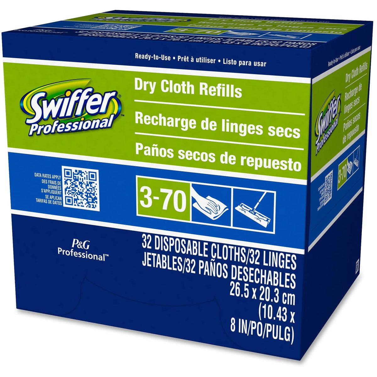 Swiffer® Sweeper Dry Cloth Refills – 10-5/8" x 8", White, 32 Cloths Per Box, Carton of 6 Boxes