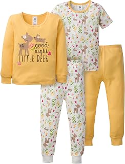 Gerber Baby Girls 4-Piece Cotton Pajama Set