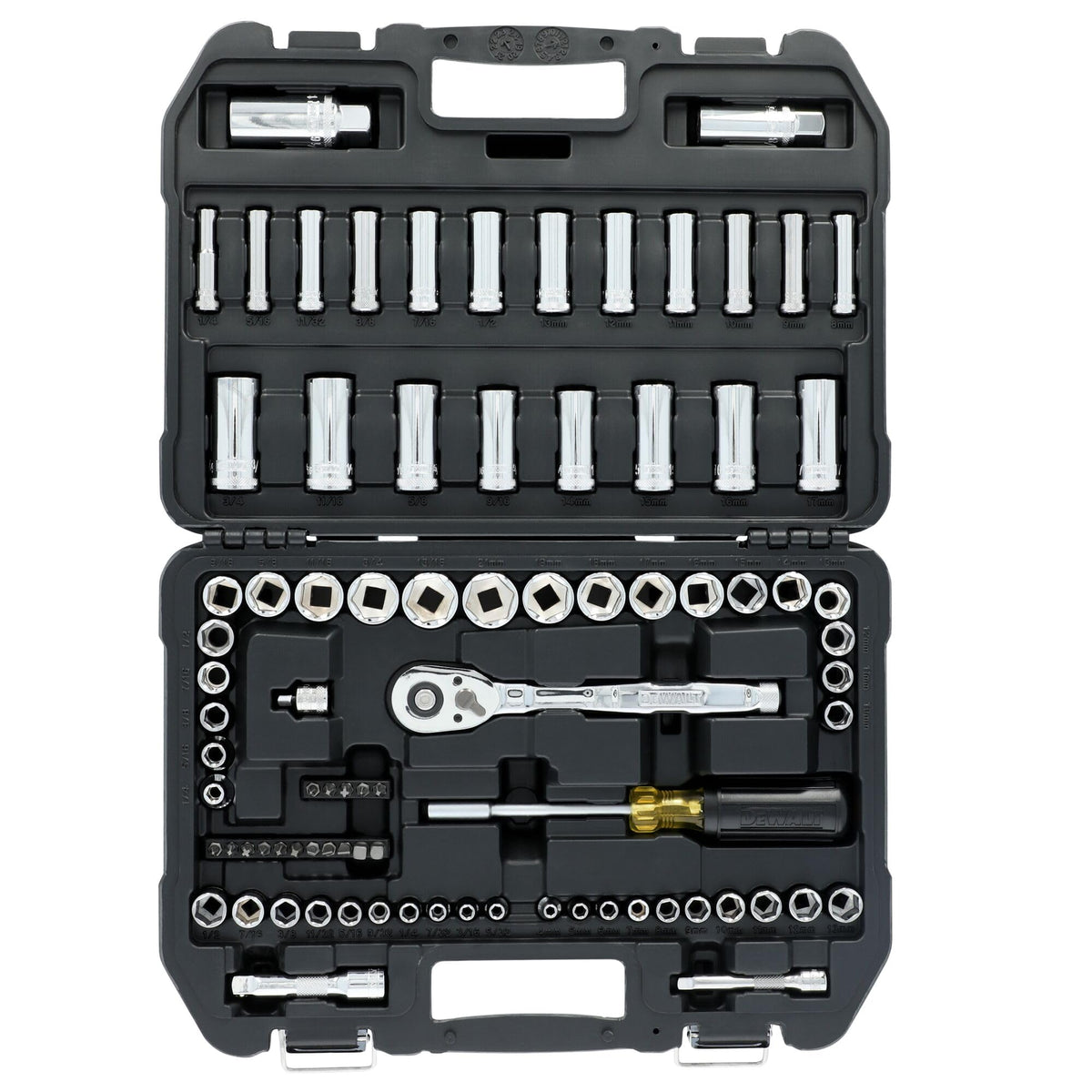 DEWALT NEW 84 Piece Set / STANDARD / Black, Yellow Drive Socket Sets
