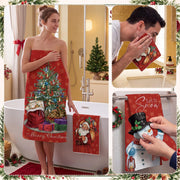 Moukeren Christmas Bath Towel Set, 3-Piece Microfiber, Multicolored