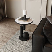 Modern Minimalist Round Coffee Table - 21.7" Height Metal e Side Table for Living Room & Bedroom - Slish Nightstand & Accent Table by Mesa Creative Slate by Generic – Model Generic