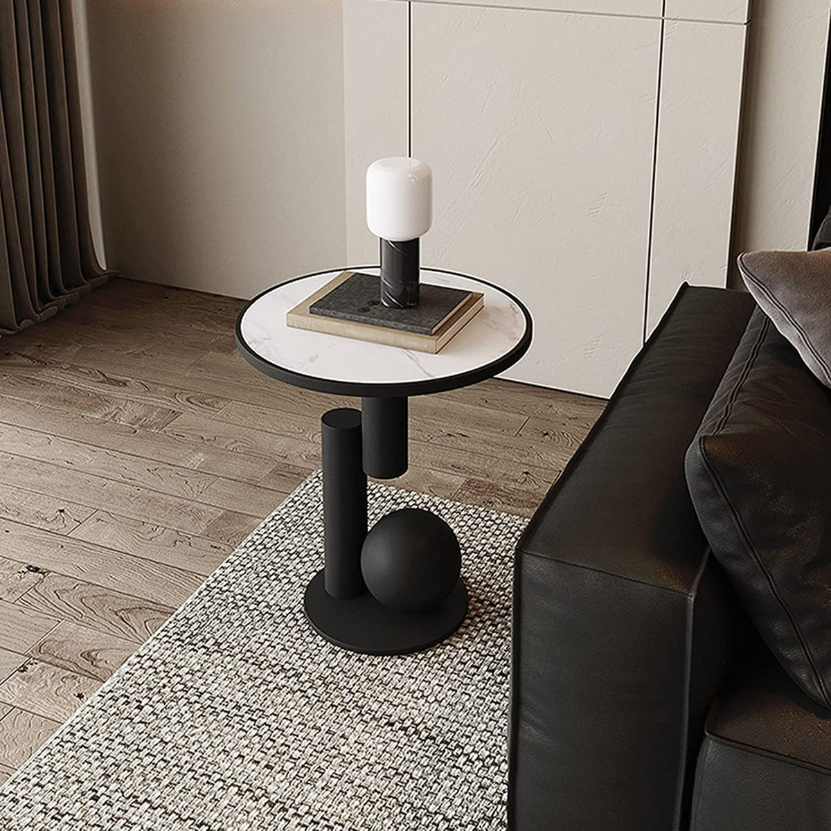 Modern Minimalist Round Coffee Table - 21.7" Height Metal e Side Table for Living Room & Bedroom - Slish Nightstand & Accent Table by Mesa Creative Slate by Generic – Model Generic